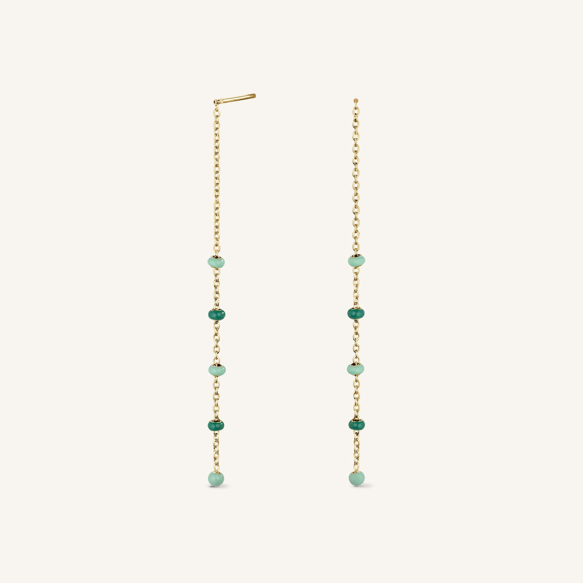 Emerald Dotted Threader Earrings leftcolumn