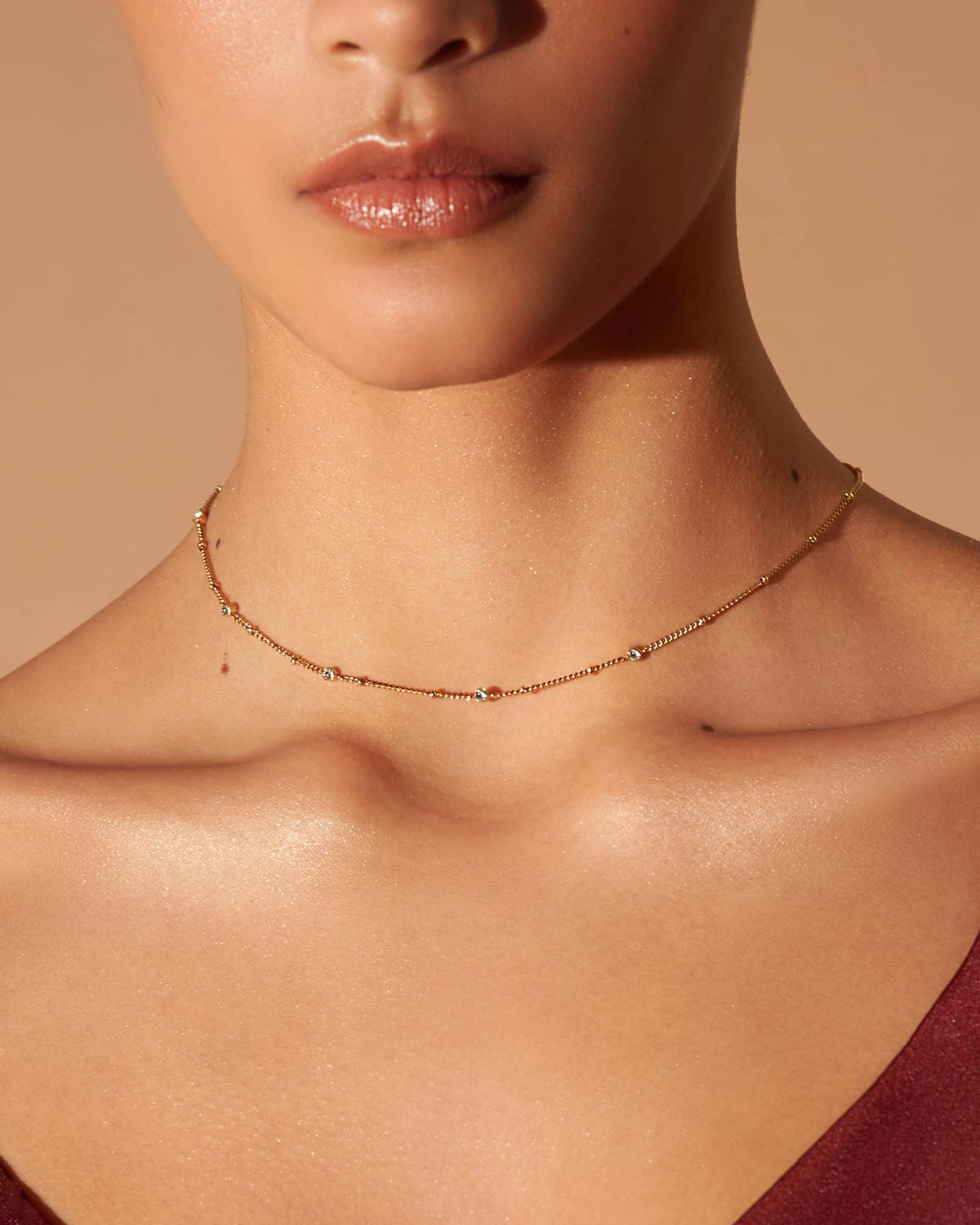 Multi Crystal Necklace Gold leftcolumn