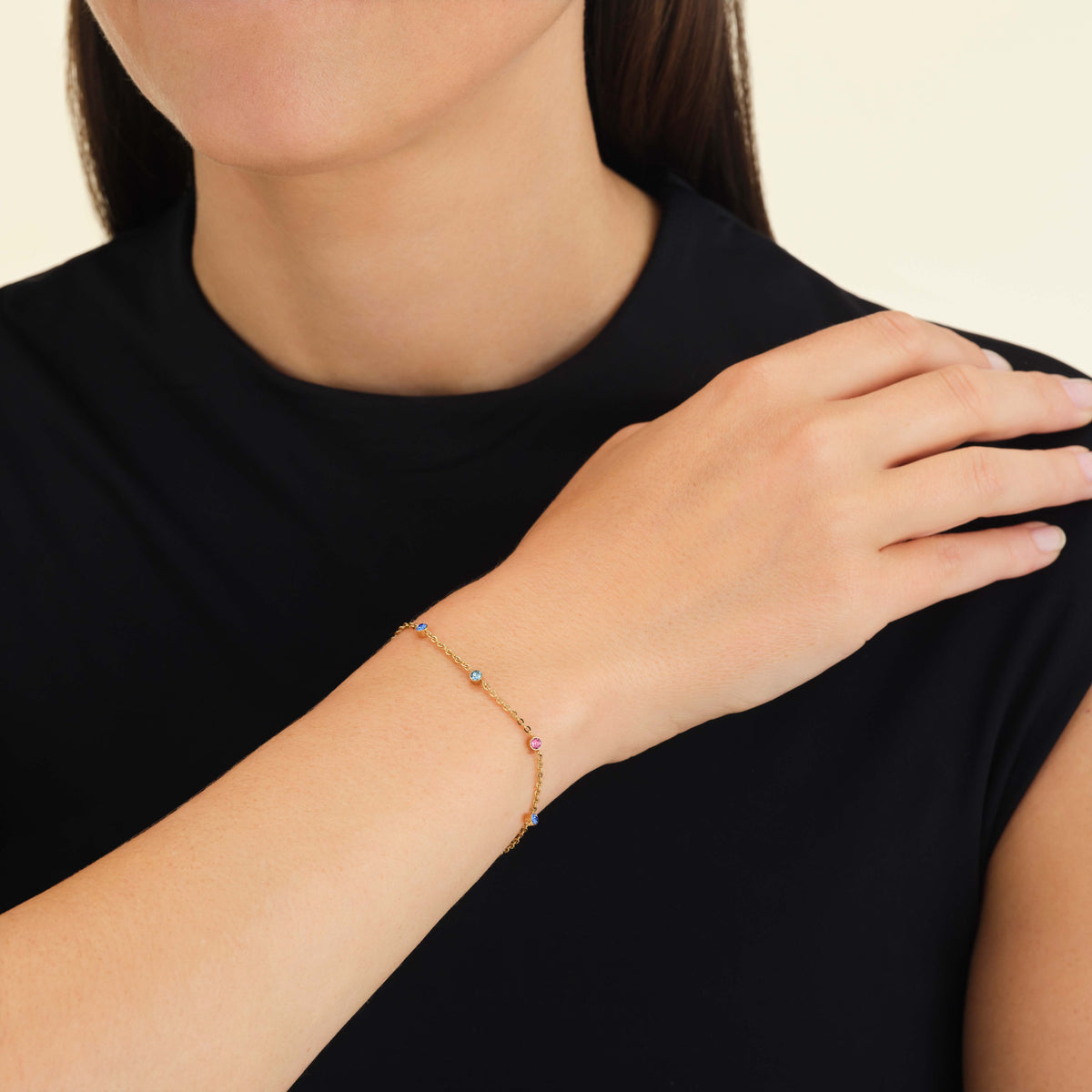 5 Birthstone Bracelet B-Gold-5,leftcolumn