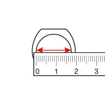 <p><strong>What do you need:</strong><br/>- a ruler.<br/>- your ring or the ring of the person you are buying for.</p><p><strong>Measure the inner diameter of the ring and round up to the nearest mm within the table.</strong></p><p>The inner diameter of the ring is the size of the straight line from one side to the opposite side. The number of mm is your ring size. See the table to check which size you have.</p> <p><strong>What do you need:</strong><br/>- a ruler.<br/>- your ring or the ring of the person you are buying for.</p><p><strong>Measure the inner diameter of the ring and round up to the nearest mm within the table.</strong></p><p>The inner diameter of the ring is the size of the straight line from one side to the opposite side. The number of mm is your ring size. See the table to check which size you have.</p>